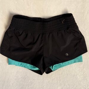 MPG Black Athletic Shorts with Teal Liner